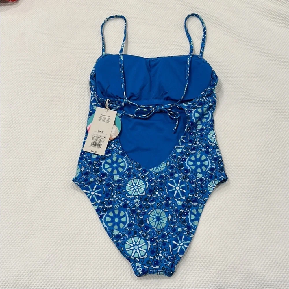 Rhode for Target blue zinnia floral print swimsuit